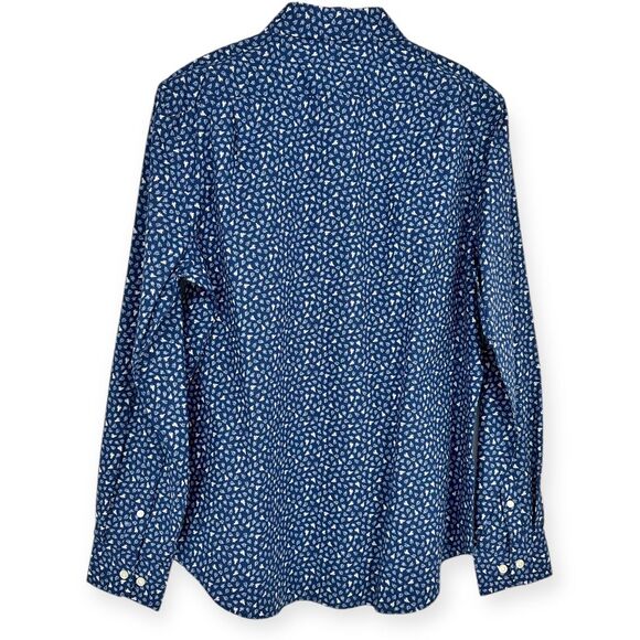 Nautica NWT Floral Print Button Down Stretch‎ Shirt Navy White Pattern Size M - Picture 3 of 10